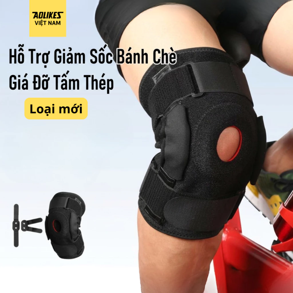 Bó Gối Trợ Lực AOLIKES A-7907 Thanh Hợp Kim Nhôm, Đệm Silicon Bảo Vệ Khớp Gối, Hỗ Trợ Dây Chằng, Gym, Chạy Bộ, Bóng Đá