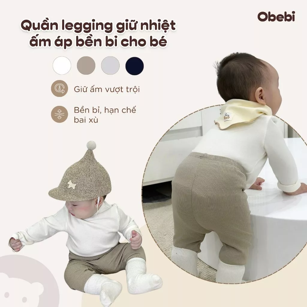 Quần Legging Quần Thu Đông Obebi Co Giãn Thoải Mái Mềm Mịn Cho Bé Trai Bé Gái Từ 6 - 22kg Q265