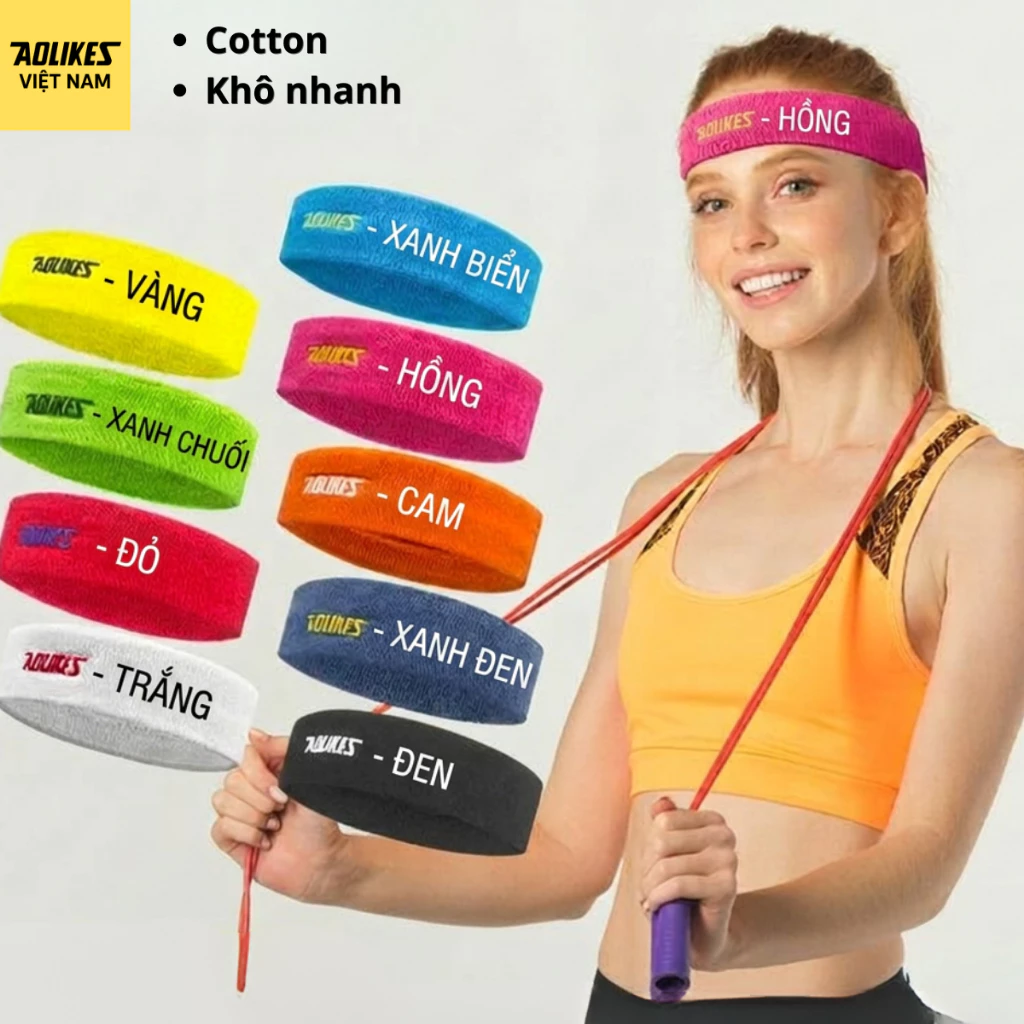 Băng Đô Thể Thao AOLIKES A-2108 Thấm Hút Mồ Hôi, Co Giãn 4 Chiều, Đeo Trán Chạy Bộ, Gym, Cầu Lông, Tennis, Bóng Đá