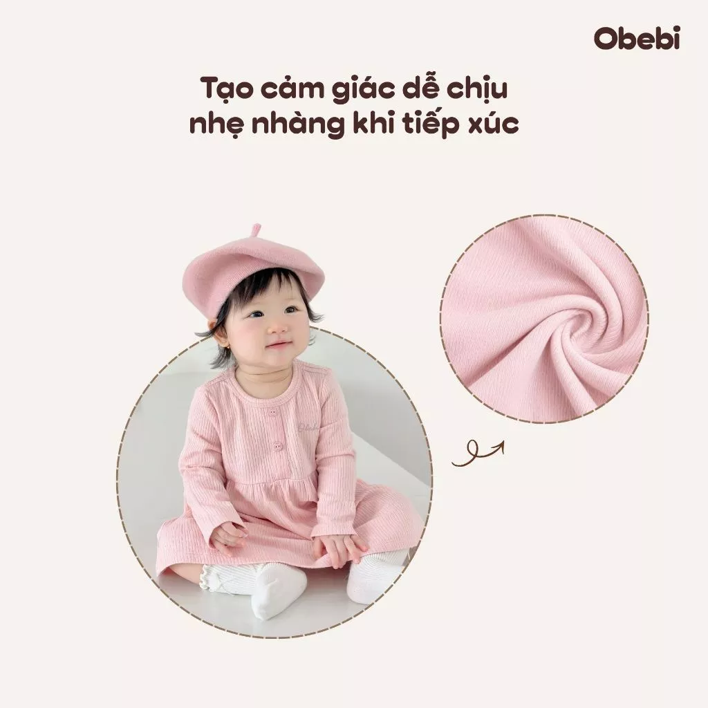 Váy Xinh Bé Gái Đi Học Đi Chơi Chât Liệu Mềm Thoáng Form Basic Đáng Yêu Obebi  9-23kg V78
