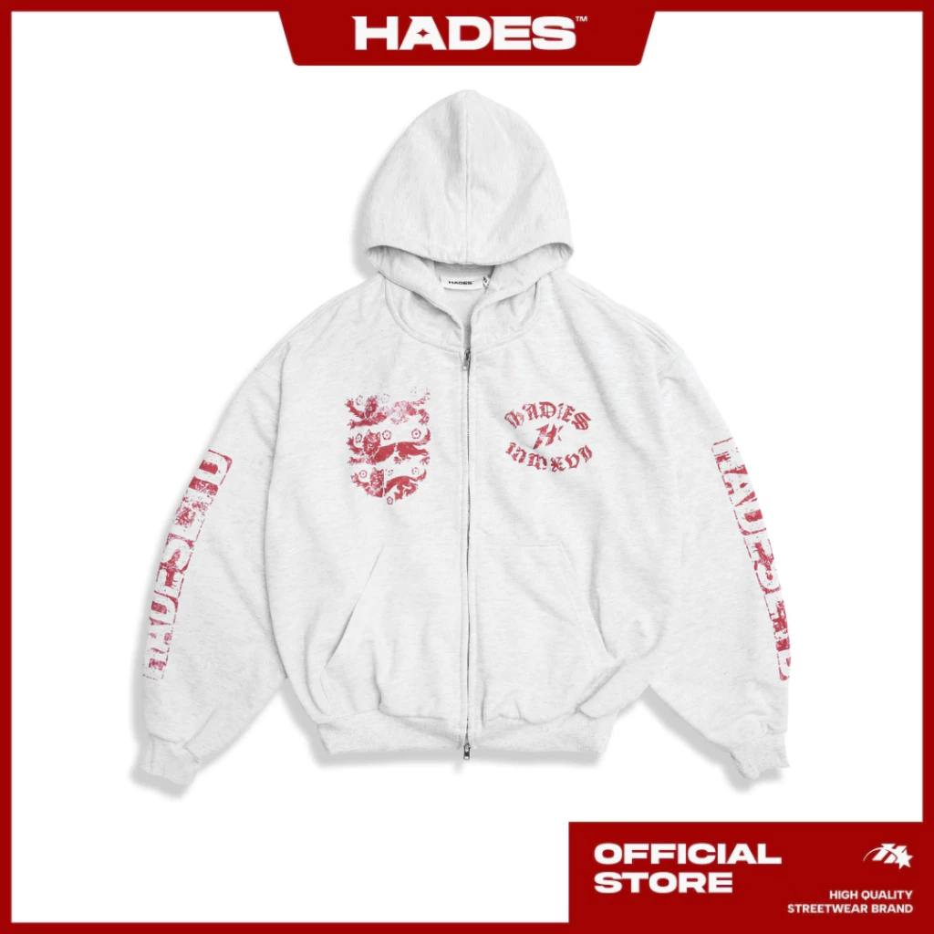 ÁO KHOÁC HADES DIVINE GAZE ZIP HOODIE / Xám Đỏ