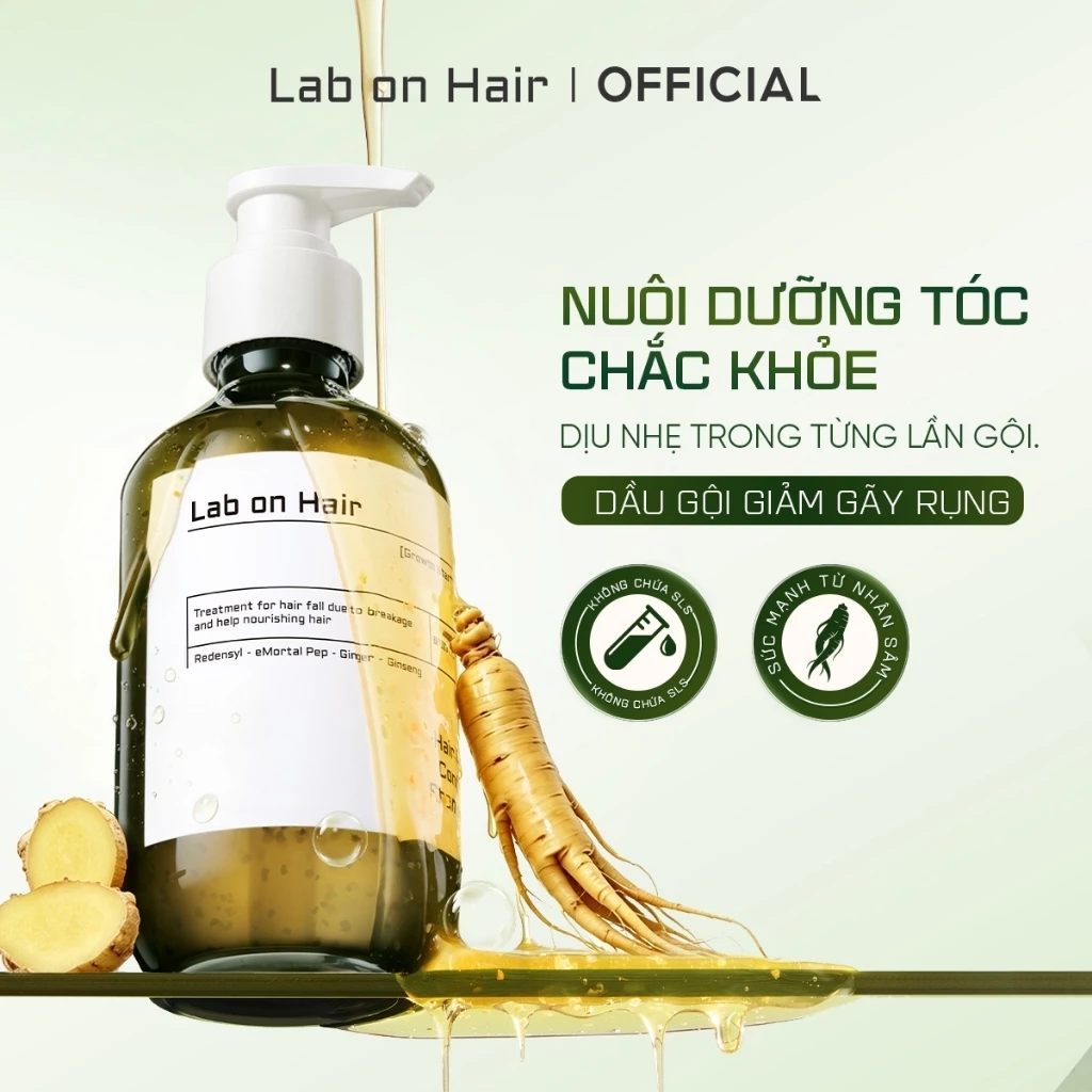 Dầu gội gừng Lab On Hair Nhân sâm Redensyl cải thiện tình trạng rụng tóc dầu gội mọc tóc 300ml