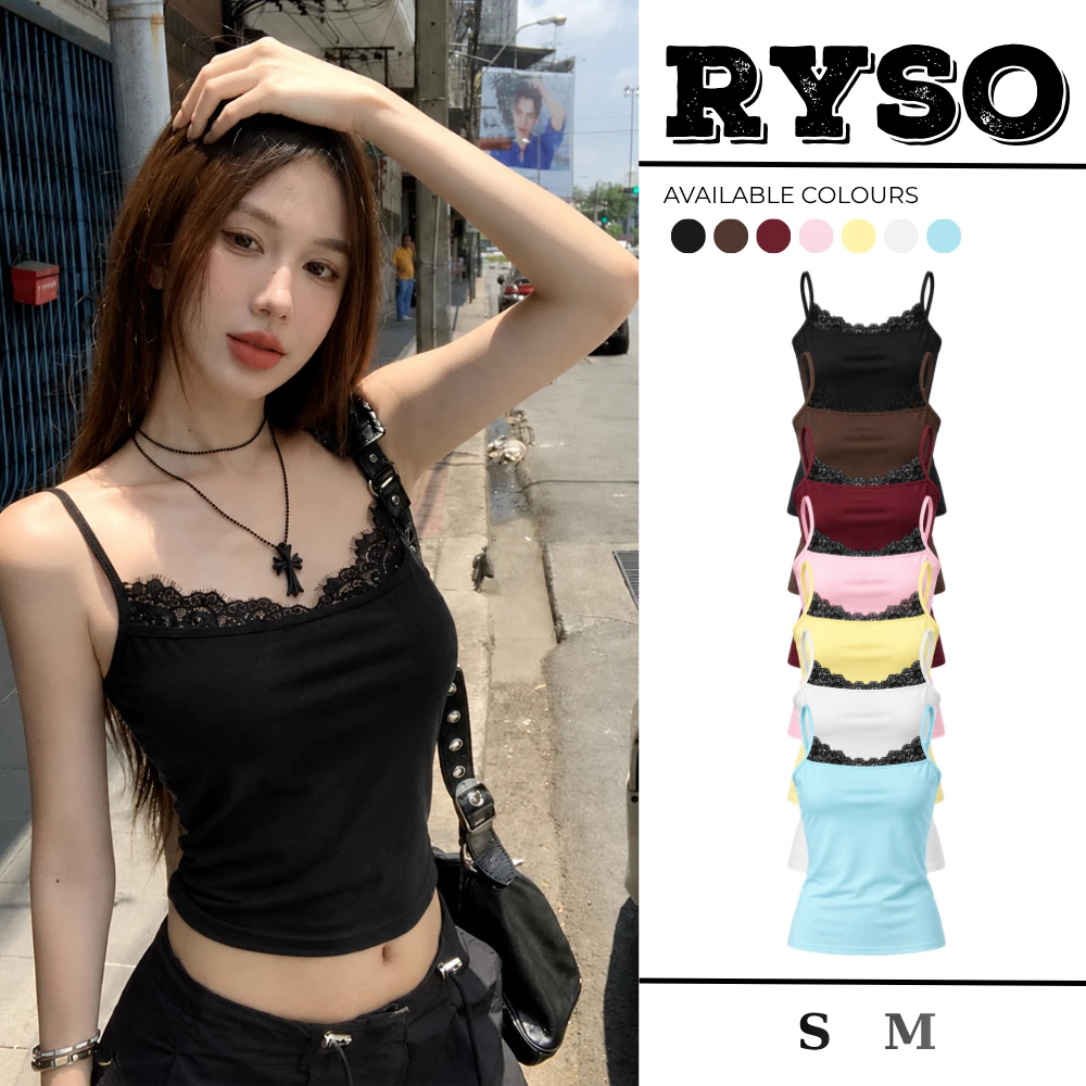 (MỞ BÁN) Áo Croptop Hai Dây Ren Lớn Có Mút Chất Thun Borip Kiểu Sexy Nữ Ôm Body 2S16 RYSO STORE