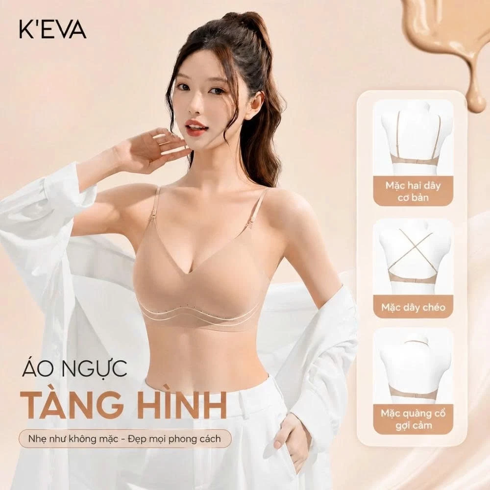 (KGE) Áo Lót Áo Ngực Bra Nữ KEVA Đa Năng Mặc 3 Kiểu - Chất Su Thoáng Mát - Mút Đệm Cố Định - Bảng Hở Lưng M35