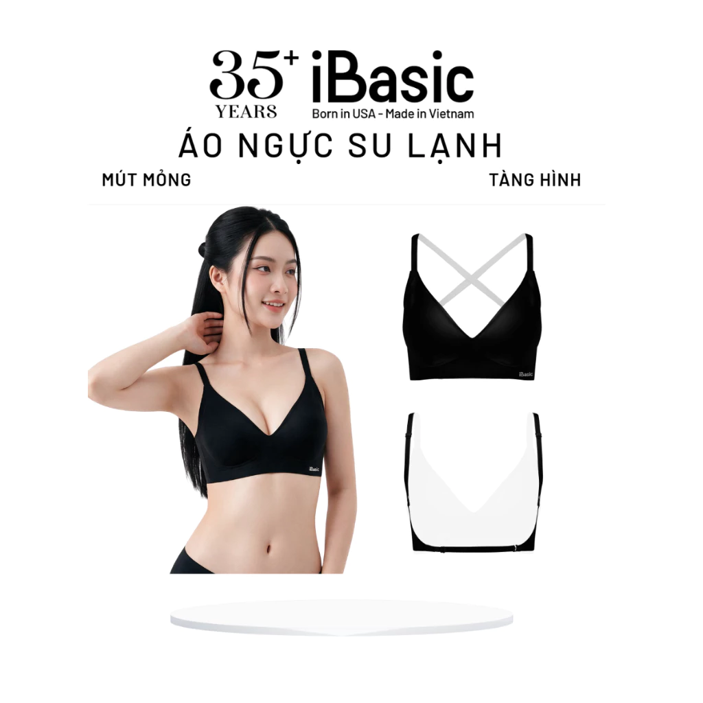 Áo ngực su tàng hình mút mỏng iBasic không đường may phom tam giác BRAW113