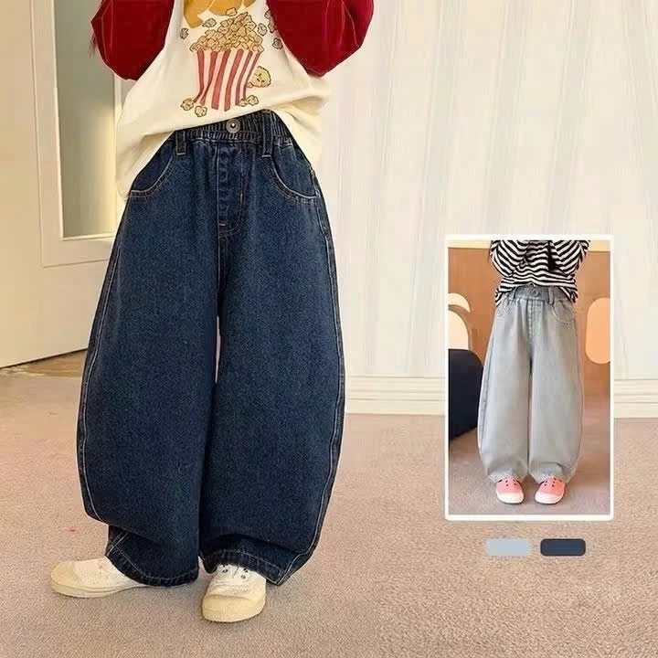 [A71] Quần jean trẻ em, quần jean form thụng unisex cho bé trai bé gái lưng chun thoải mái dễ phối đồ 12-36kg