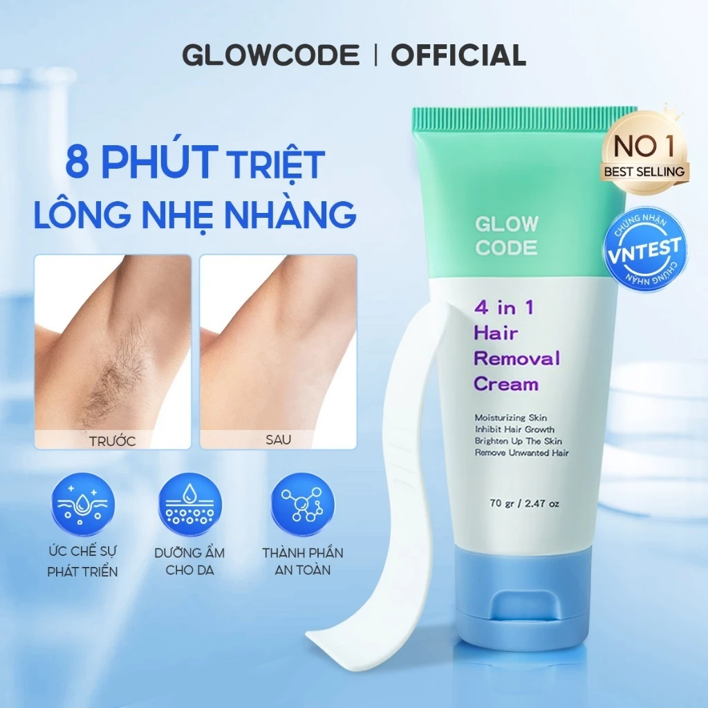Kem tẩy lông Glowcode tẩy lông nách, tay, chân tẩy lông an toàn không đau rát với Niacinamide 70g