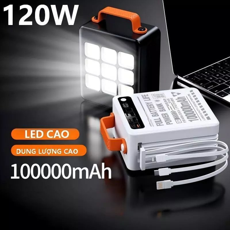 sạc dự phòng pd22.5w 120W 100000mah Power bank Với màn hình hiển thị mức Led PIN CAO