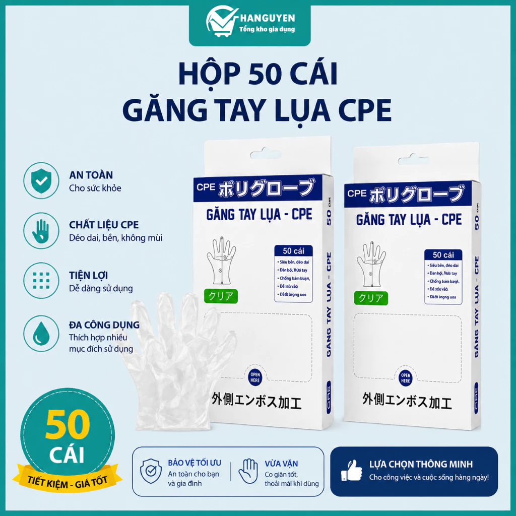 Găng Tay Lụa CPE Dùng Một Lần, Đàn Hồi Tốt, Dẻo Dai, Hỗ Trợ Sơ Chế Thực Phẩm