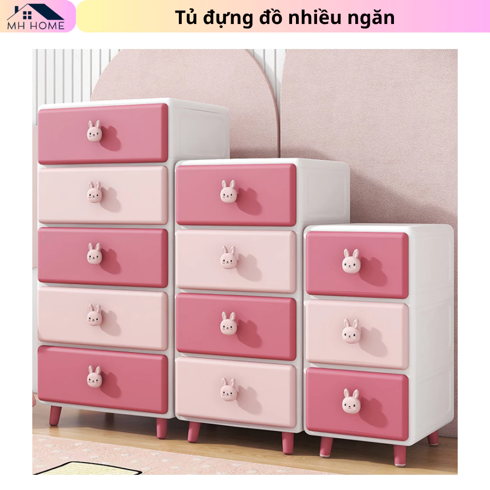 [Loại To]Tủ Thỏ - Gấu Nhựa Đựng Đồ Nhiều Ngăn - Tủ Đa Năng Có Ngăn Kéo Đựng Quần Áo, Đồ Cá Nhân