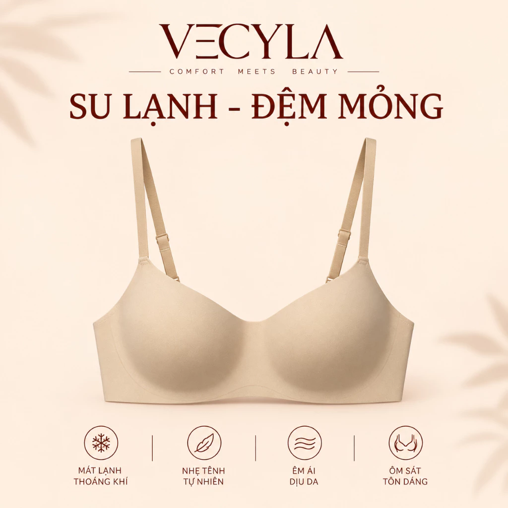 [SVIP] Áo Lót Nữ Tàng Hình VECYLA Áo Ngực Đúc Su Trơn Không Viền Siêu Mỏng Nhẹ Thoáng Mát Không Gọng Cao Cấp