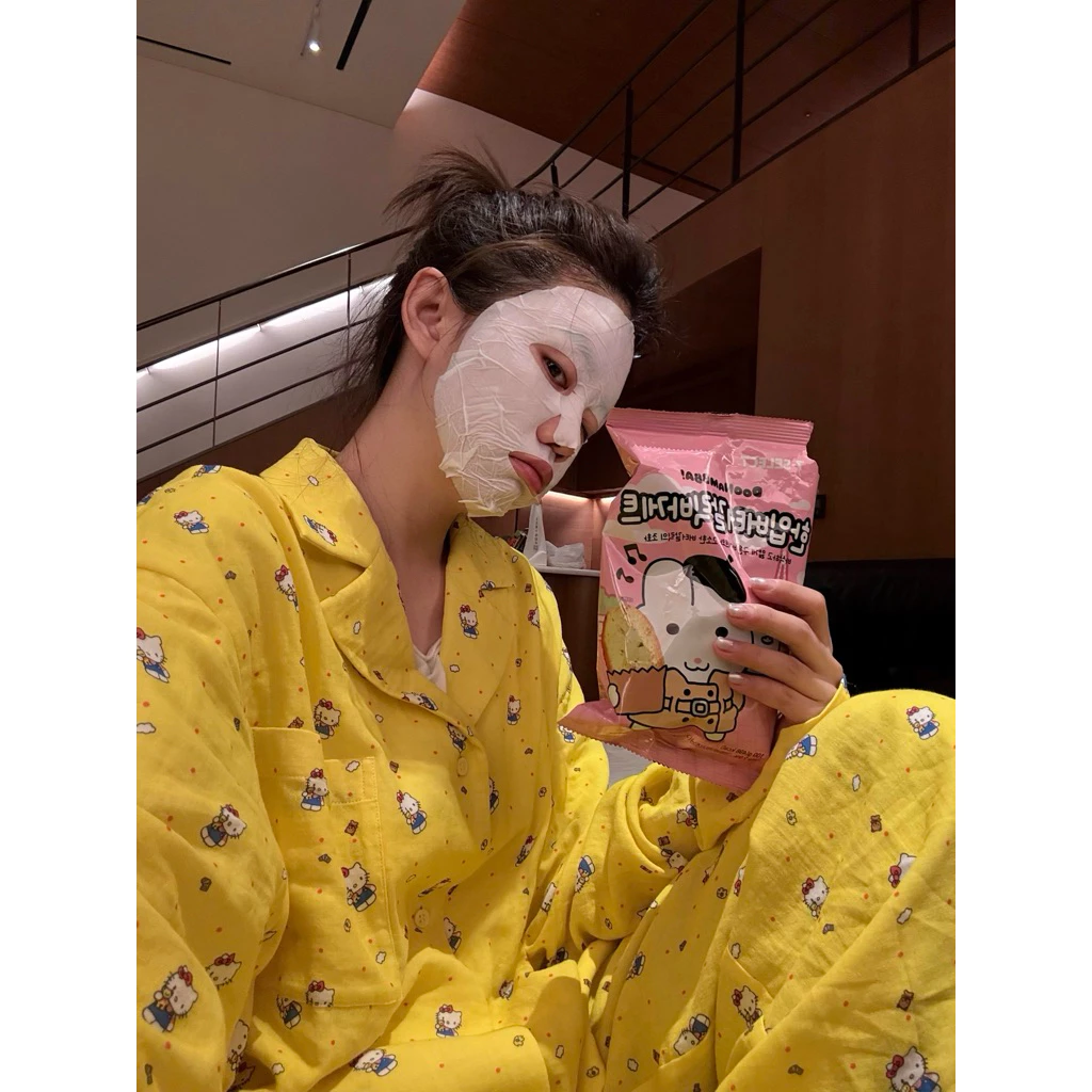𝐂𝐡𝐚𝐫𝐥𝐨𝐭𝐭𝐞.𝐨𝐝_ Bộ Ngủ Pyjama Dài Tay Kitty Vàng Nổi Bật Dễ Thương QC