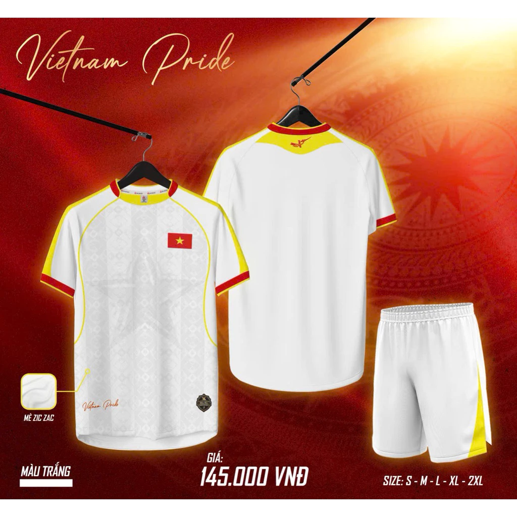 Vn Trắng 2026 (Có In Tên Số) Bộ Quần Áo Bóng Đá Thun Mè Cao Cấp Thoáng Mát Logo Thêu