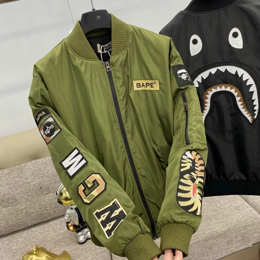 Áo Bomber Boy Phố Cá Mập B.P Alpha Hàng Quảng Châu Siêu Cấp Phối Họa Tiết Tay 2 Lớp Siêu Chất