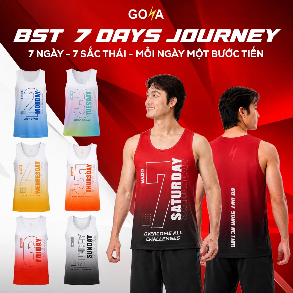 [COMBO 7] Áo thể thao chạy bộ Singlet Goya 7 DAYS JOURNEY năm 2026 - Siêu nhẹ, co giãn vận động thoải mái