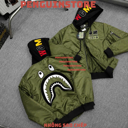 💝SALE💝Áo Khoác B.P Cá Mập Chất Gió Bomber 2 Lớp Thêu Phối Mũ Nỉ Trùm Đầu-Áo Bomber Cá Mập Thêu Siêu Cấp Đủ Mẫu