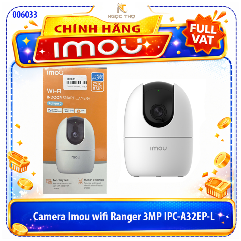 Camera Imou IPC-A32EP-L Ranger 2 3MP 2K – Quay Quét 360° – Đàm Thoại 2 Chiều –…