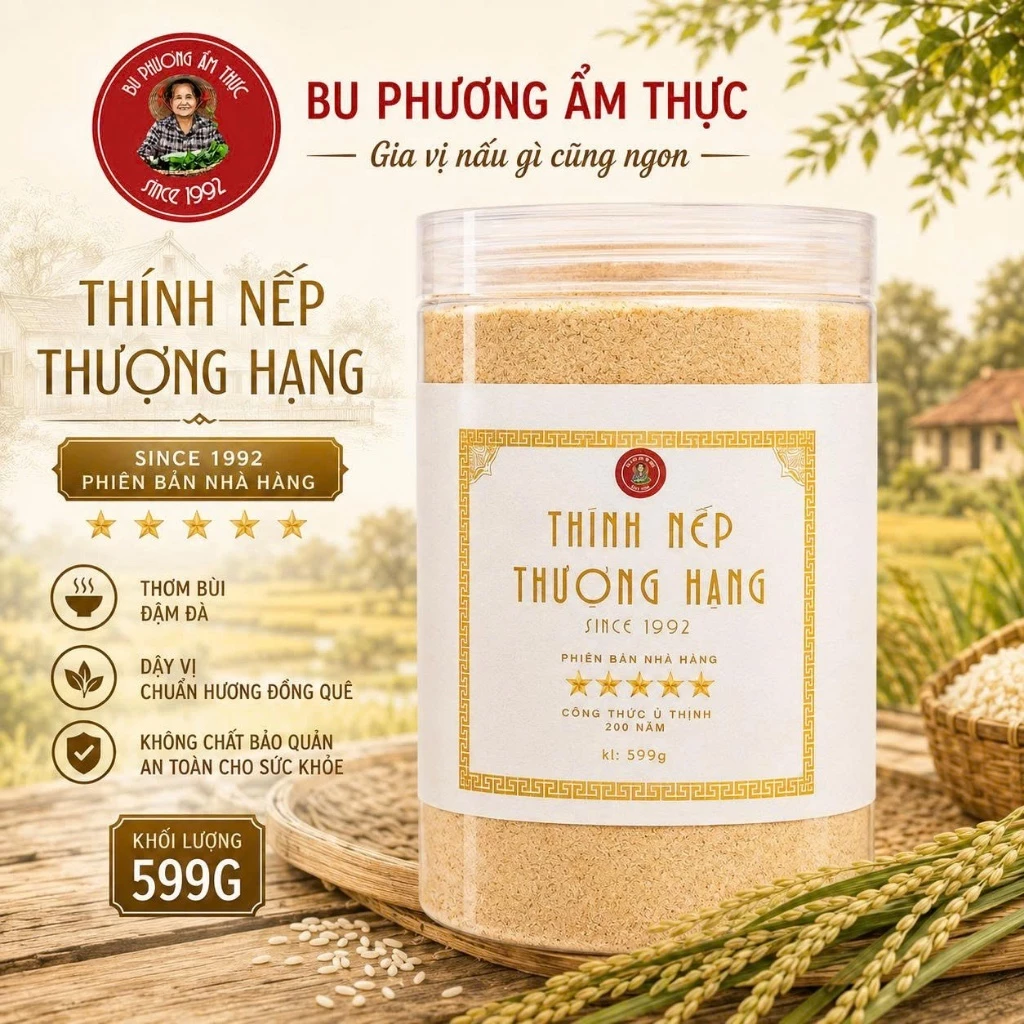 Thính Nếp Thượng Hạng Hộp 599G Thương Hiệu Bu Phương Ẩm Thực (Không Chất Bảo Quản)