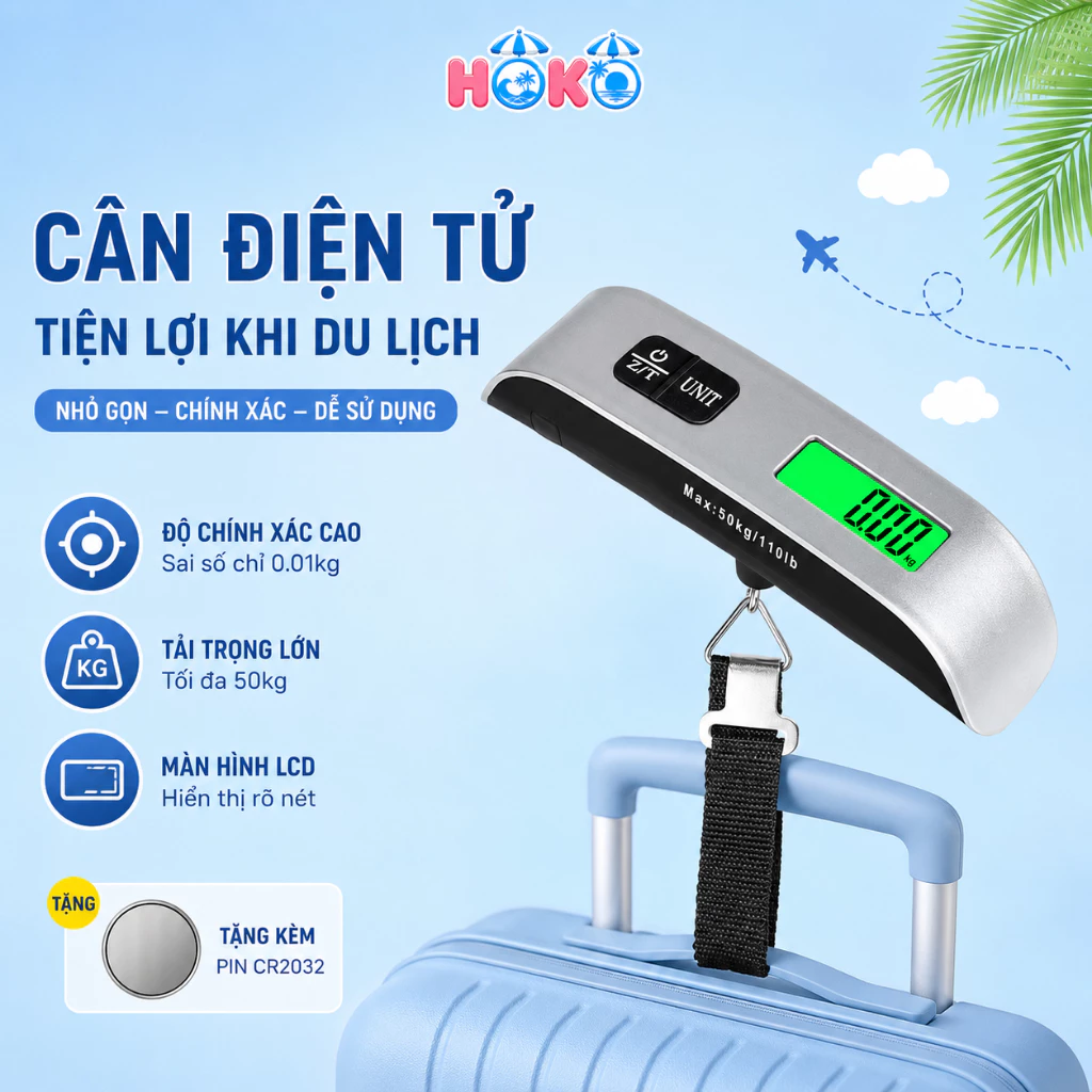Cân Hành Lý Cân Điện Tử Cân Treo Lò Xo Di Động Mini Cầm Tay Nhỏ Gọn, Đo Chính Xác Lên Đến 50Kg