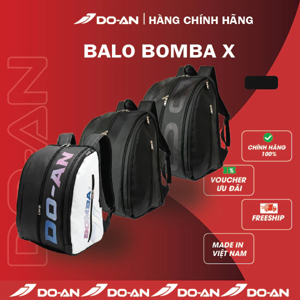 Balo Pickleball BOMBA X DO-AN chống nước, có ngăn giày riêng, nhiều ngăn tiện dụng-BAG-BX