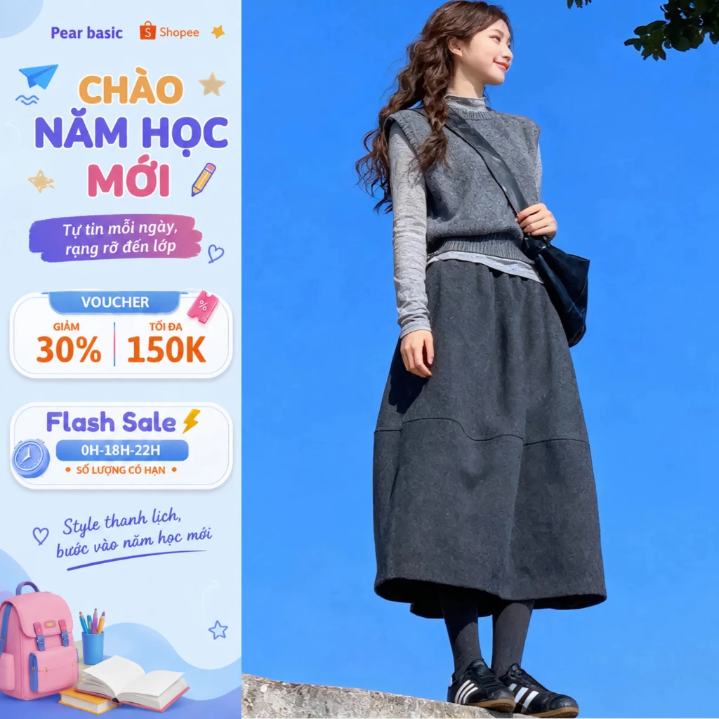 Chân Váy Dáng Lửng Trẻ Trung Năng Động - Váy Chữ A Dáng Xòe Chất Nỉ Dày Dặn V102
