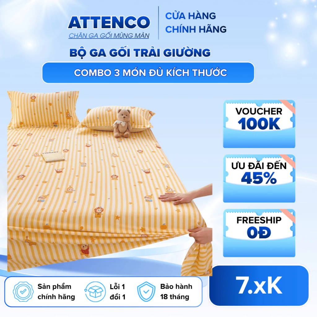 Bộ ga gối 3 món cotton đũi họa tiết mát lạnh bo chun dày dặn Được chọn mẫu
