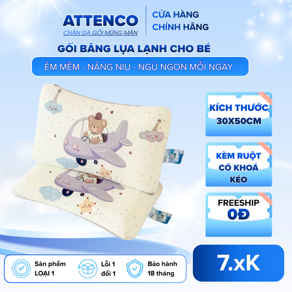 Gối băng lụa lạnh cho bé , kích thước 35.50cm ruột trắng massage siêu êm ái  cho bé ngủ ở nhà hoặc mang đi học tiện lợi