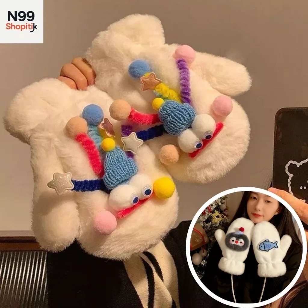 [27 mẫu] Găng Tay Mùa Đông Cute Giữ Ấm Lót Lông Dày Dặn Thời Trang Bao Tay Bông Chống Gió Rét Dành Cho Nữ Lông Cừu