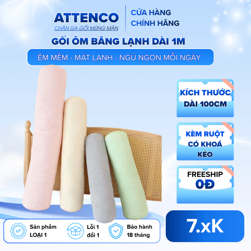 Gối ôm người lớn vải băng lạnh siêu êm, siêu mát, kích thước 35-100cm, vỏ băng lạnh màu kẹo ngọt, tản nhiệt mùa hè.