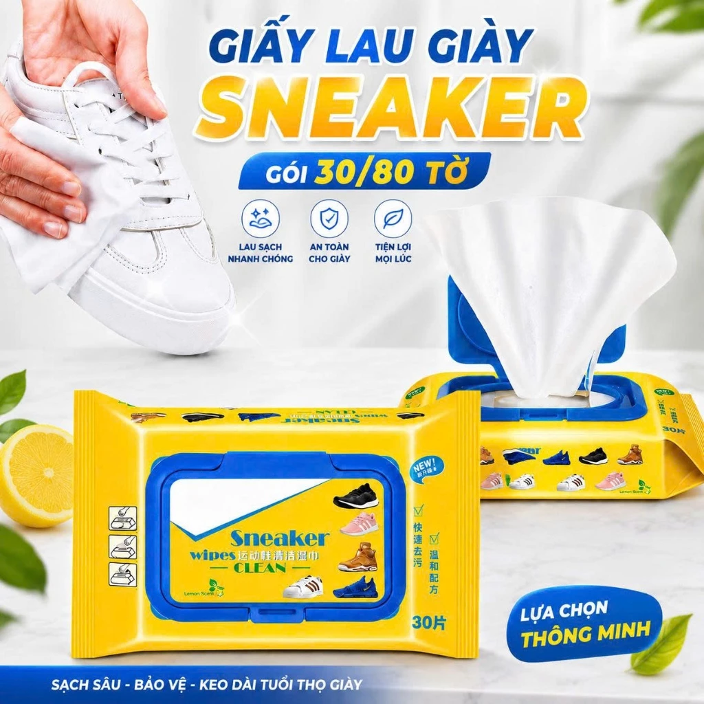 Giấy lau giày Sneaker gói 30/80 tờ