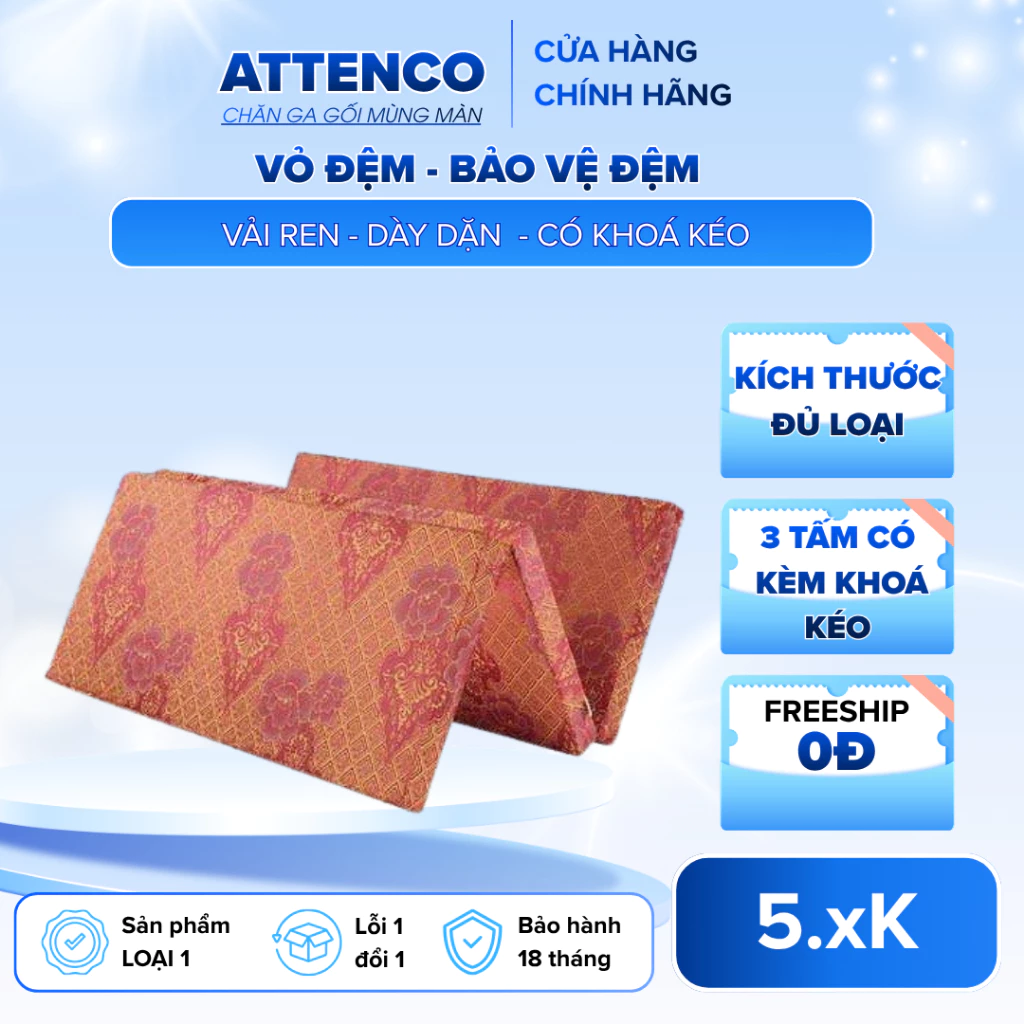 Vỏ bọc đệm 3 tấm vải gâm ze Valire đủ size nhiều màu họa tiết bọc nệm bảo vệ nệm (giao màu ngẫu nhiên)