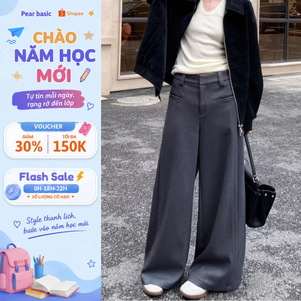 [ HOTTREND ] Quần Tây Nữ Cạp Cao Tôn Dáng Dành Cho Nữ, Quần Dài Nữ Ống  Rộng Chất Kaki Dày Dặn Q204