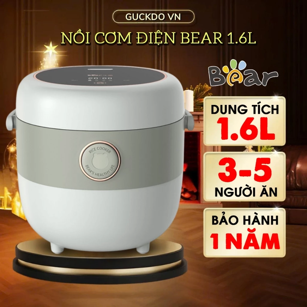 Nồi Cơm Điện BEAR SB-NC16L 1.6L Màn Hình Điện Tử Cảm Ứng, Lòng Nồi Chống Dính 5 Lớp - Bảo Hành 12 Tháng