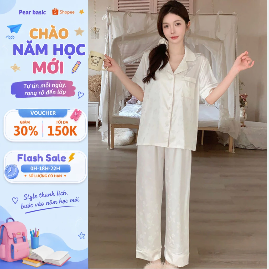 [ DEAL SỐC ] Bộ Ngủ Pyjama Chất Lụa Bóng Sáng Chảnh - Set Ngủ Ngắn Tay, Dài Tay Lụa Satin Mát Mịn