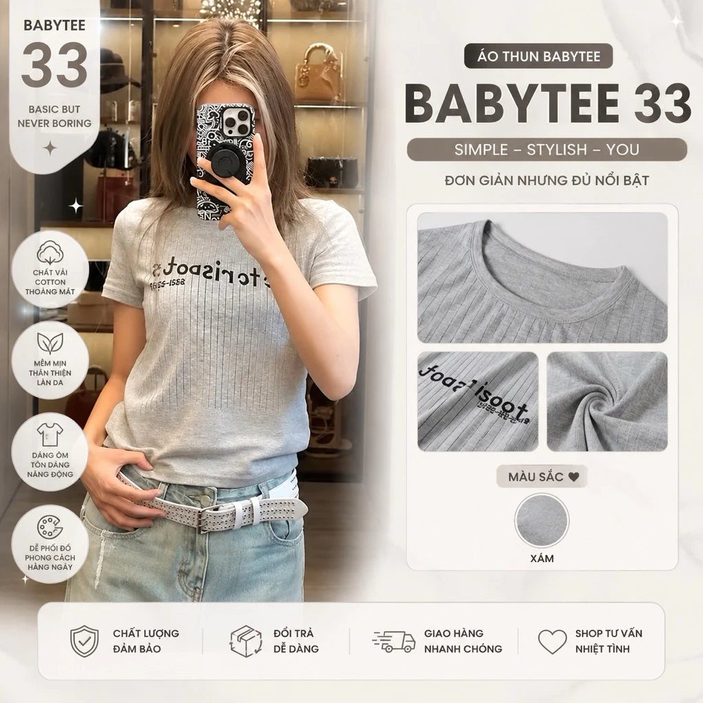 Áo Thun baby tee form fit Safarispots 33 chất bozip co giãn 4 chiều