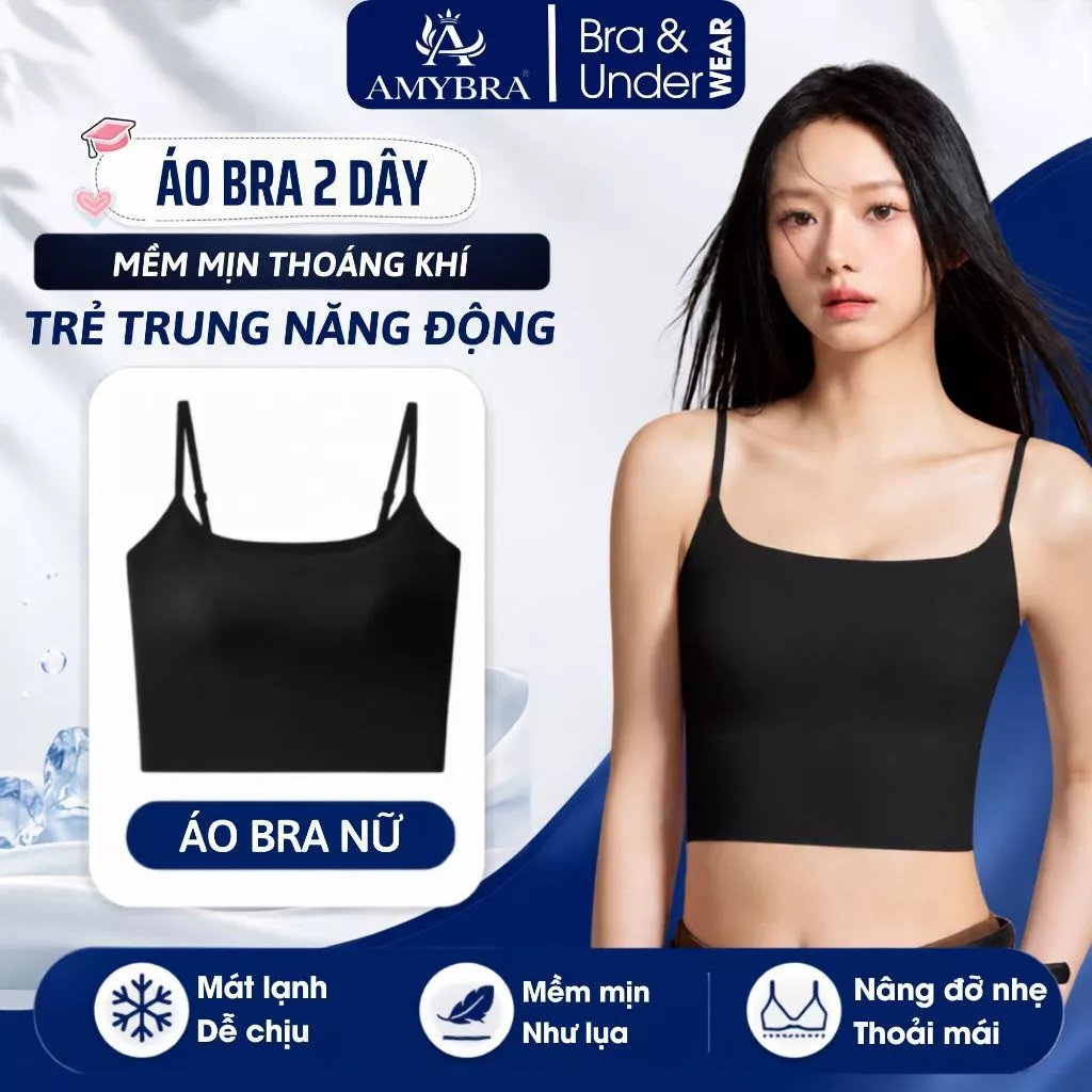 Áo 2 Dây Nữ Mút Ngực Định Hình V1 Nâng Ngực Chống Xệ, Áo Bra Nữ Thun Lạnh Thoáng Mát AMYBRA B6683