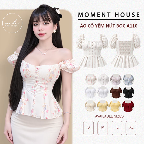 ÁO ÔM XÒE CÓ TAY ,Phối nút bọc , lưng chun ,có mút , may 2 lớp ,size SML ( A110)
