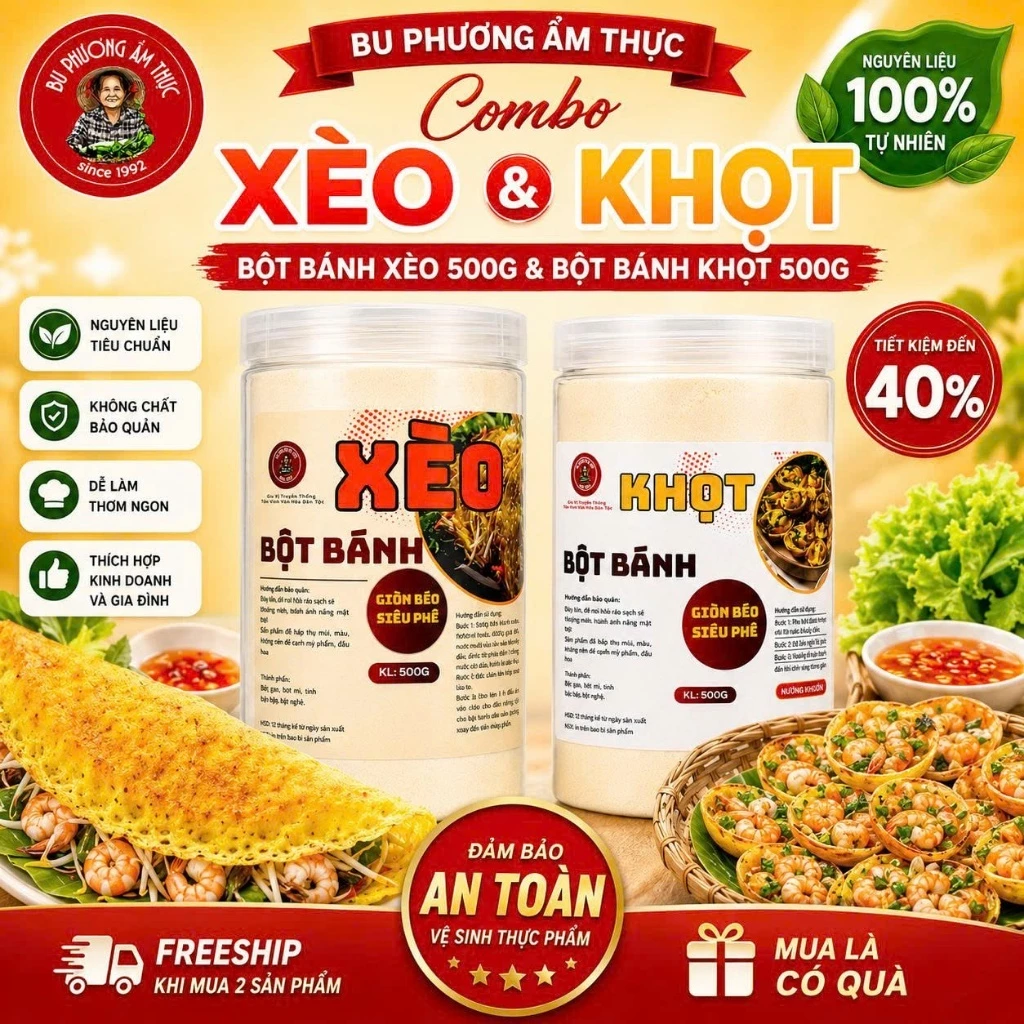 Combo 2 Hộp Bánh Xèo + Bánh Khọt - Thương Hiệu Bu Phương Ẩm Thực:  Làm Bánh Xèo, Bánh Khọt