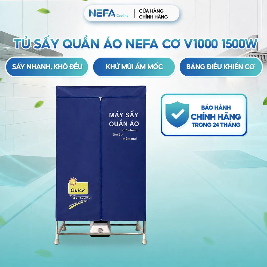 [Chính hãng] Tủ Sấy Quần Áo NEFA NFS01 1500W Sấy Nhanh Không Nhăn Không Mùi Ẩm Mốc, Máy Sấy Quần Áo Khung Inox Gấp Gọn