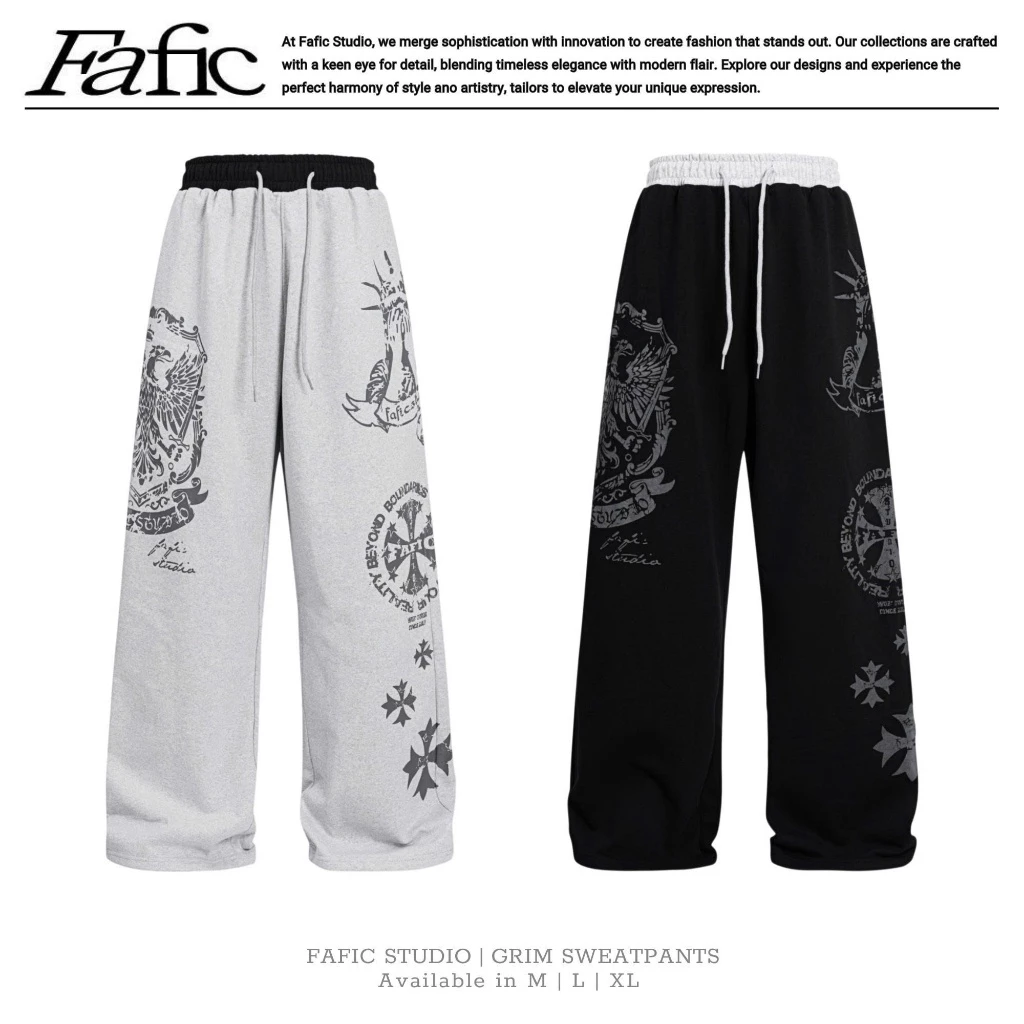 Quần dài ống rộng FAFIC GRIM lưng thun nam nữ tôn dáng vải chân cua dáng suông rộng Unisex