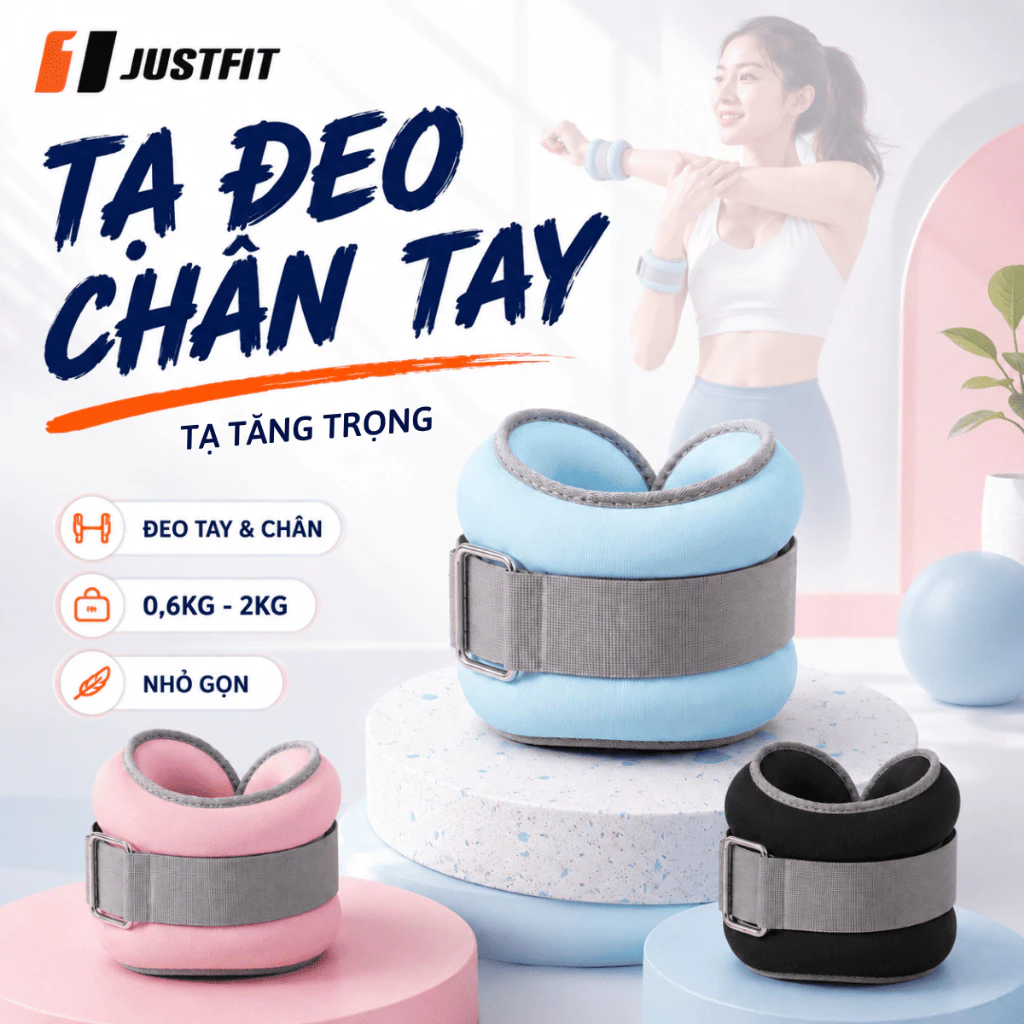 Tạ Quấn Chân Tay JUSTFIT Tăng Trọng Đeo Cổ Tay Cổ Chân Chạy Bộ Gym Yoga Fitness 0,6-4kg Tăng Thể Lực