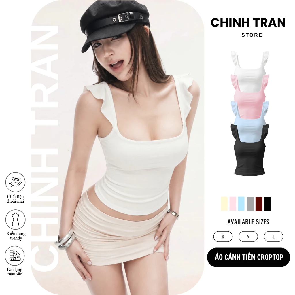 Áo Croptop CÁNH TIÊN  Ôm Body Chất Thun Cotton Co Giãn Mềm Mát Nữ Tính - Chinh Trần Store