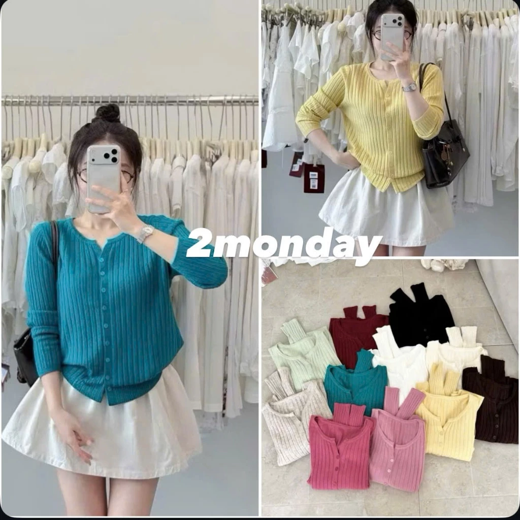 [HÀNG LOẠI 1/ SẴN] ÁO KHOÁC LEN CADIGAN TĂM GÂN CÚC DỌC NHIỀU MÀU BASIC 2MONDAY AK26