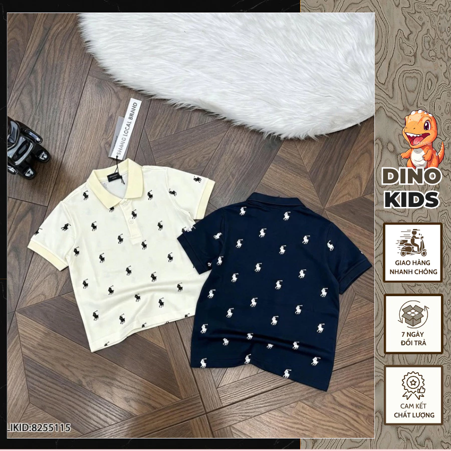 Áo Polo Bé Trai Raph Thêu Nhiều Logo Mới Nhất_ Áo Polo Cho Bé Chất Cotton Co Dãn Cao Cấp