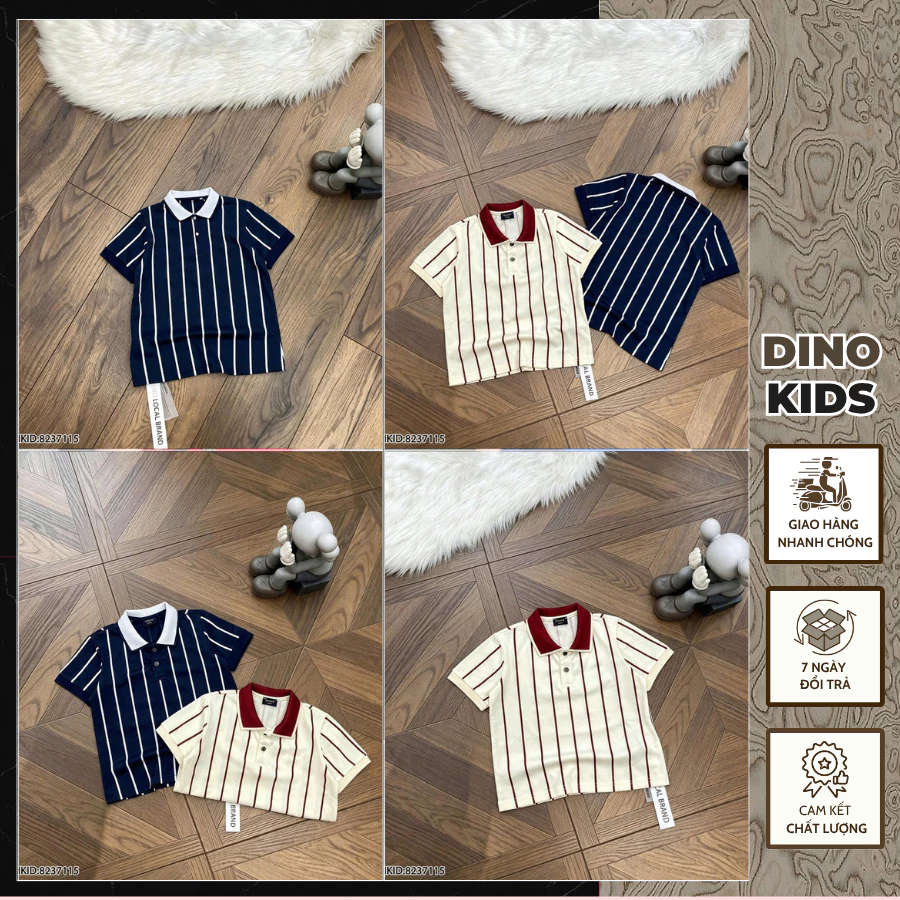 Áo Polo Bé Trai Phối Nhiều Kẻ Sọc Phong Cách Lịch Lãm Chỉn Chu Cho Bé_ Áo Polo Cho Bé Chất Cotton Co Dãn Thoáng Mát