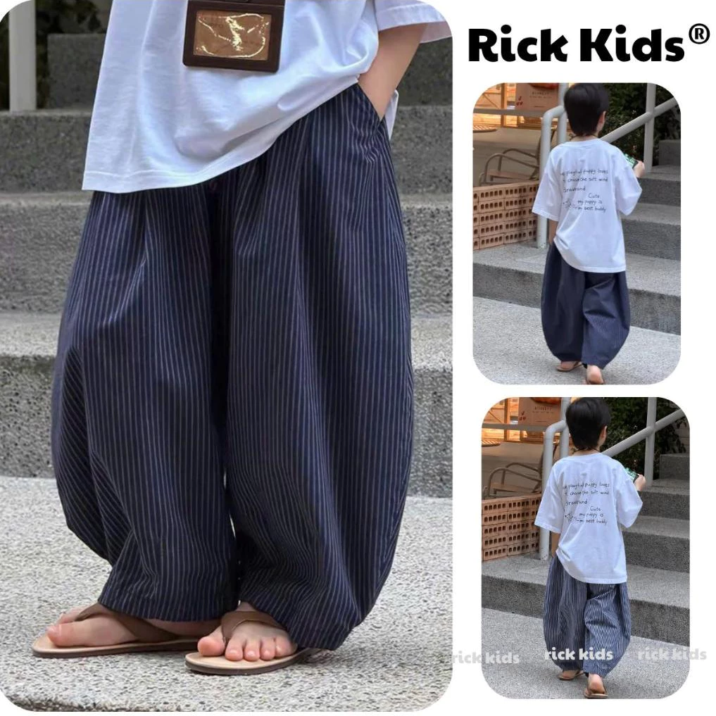 Quần Kẻ Sọc Cong Te Có Dây Rút Thời Trang Phong Cách Cho Bé Trai Và Bé Gái l Rick Kids
