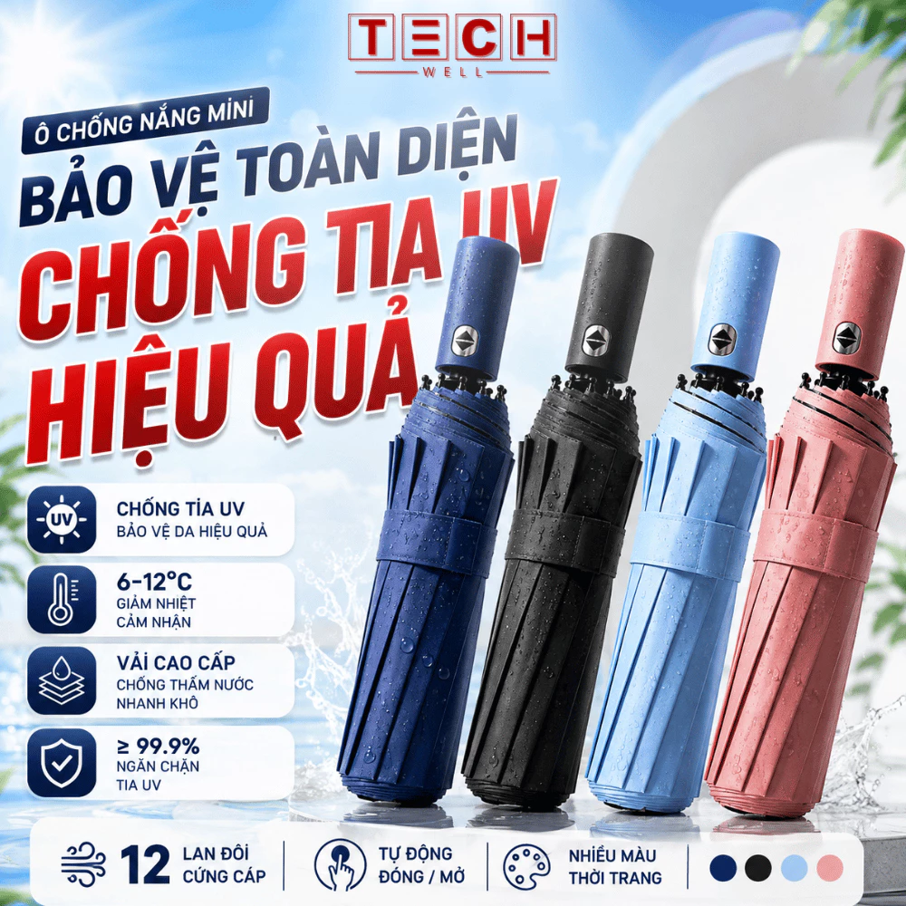 Ô Dù Gấp Gọn Mini Bỏ Túi Chống Tia UV Cao Cấp, Ô Che Mưa Nắng Khi Đi Du Lịch, Đi Học, Văn Phòng