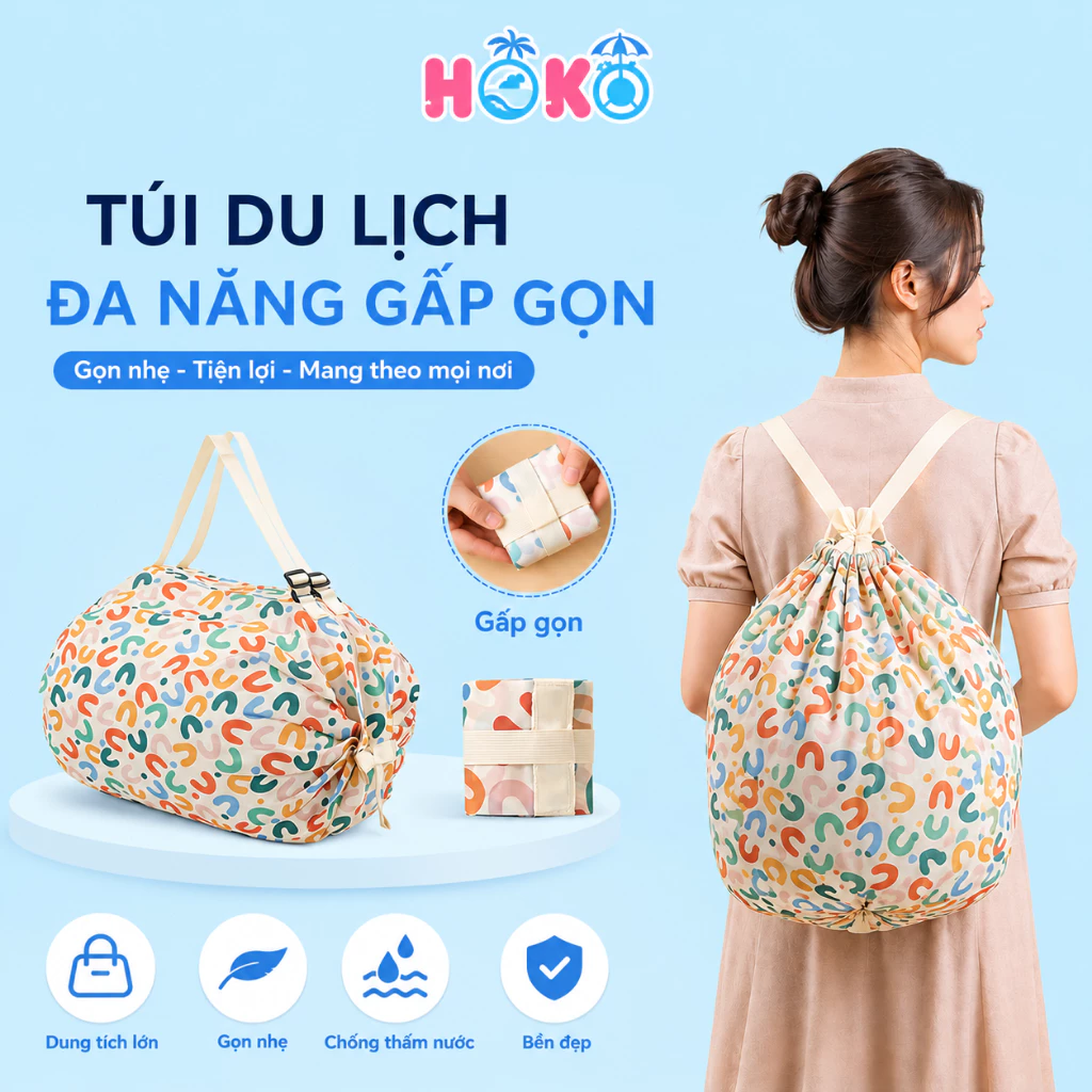 Túi du lịch gấp gọn đa năng HOKO chống nước siêu tiện lợi