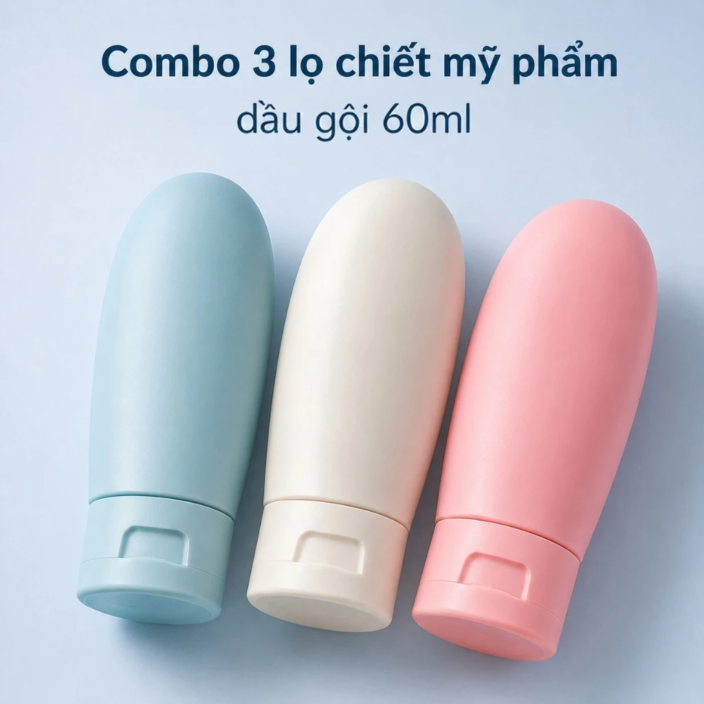 Bộ 3 chai chiết mỹ phẩm du lịch (dầu gội, sữa tắm) 60ml
