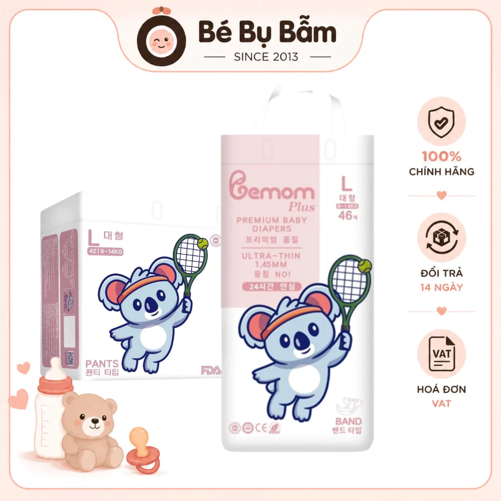 👶 Tã Bỉm Bemom Plus Hàn Quốc Siêu Mỏng 1.35mm, Thoáng Mát, Chân Ái Ngày Hè Cho Bé Yêu, Bemom Summer